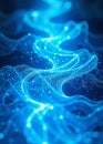 an abstract flowing waves of interconnected glowing blue lines and dots of diabetes awareness symbol Royalty Free Stock Photo