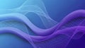 Abstract flowing waves with mesh overlay, blue and purple gradient background Royalty Free Stock Photo