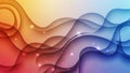 Abstract flowing waves of orange yellow and blue with glowing light particles background Royalty Free Stock Photo