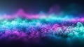 Abstract flowing waves of purple and turquoise light with sparkling particles background Royalty Free Stock Photo