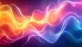 Abstract flowing waves of vibrant neon light in a gradient of orange pink and blue image Royalty Free Stock Photo