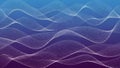 Abstract flowing waves of white dots creating a dynamic pattern against a gradient blue and purple background Royalty Free Stock Photo