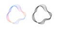 Abstract flowing wavy lines circle ring with rainbow gradient and black color. Round frequency track and voice equalizer