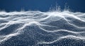 Abstract flowing white mesh network structure on deep blue background Royalty Free Stock Photo