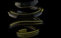 Abstract flows and spiral forms with yellow glowing stripes