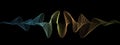 Abstract fluent wavy lines of the sound wave. Dynamic pulsating wave. Musical neon concept, symbols of the frequency of