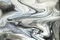 Abstract fluid art background black and cool gray colors. Liquid marble