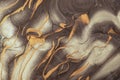 Abstract fluid art background brown and beige colors. Liquid marble. Acrylic painting with golden lines and gradient Royalty Free Stock Photo