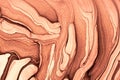 Abstract fluid art background brown and copper colors. Liquid marble. Acrylic painting on canvas with bronze gradient