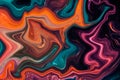 Abstract fluid art background dark colorful. Liquid marble. Acrylic painting on canvas with gradient. Copy space for text, design Royalty Free Stock Photo