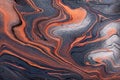 Abstract fluid art background dark gray and orange colors. Liquid marble. Acrylic painting on canvas with red lines Royalty Free Stock Photo