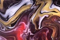 Abstract fluid art background dark red and golden color. Liquid marble. Acrylic painting with orange lines and gradient Royalty Free Stock Photo