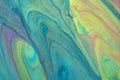 Abstract fluid art background green and blue colors. Liquid marble. Acrylic painting with gradient Royalty Free Stock Photo