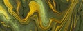 Abstract fluid art background green and golden colors. Liquid marble. Acrylic painting with olive and yellow gradient Royalty Free Stock Photo