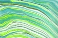 Abstract fluid art background light green and turquoise colors. Liquid marble. Acrylic painting with blue gradient Royalty Free Stock Photo