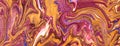 Abstract fluid art background light purple and golden colors. Liquid marble. Acrylic painting with orange lines Royalty Free Stock Photo