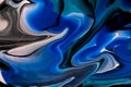 Abstract fluid art background navy blue and black colors. Liquid marble. Acrylic painting with sapphire gradient Royalty Free Stock Photo