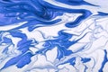 Abstract fluid art background navy blue and white colors. Liquid marble. Acrylic painting with sapphire gradient Royalty Free Stock Photo