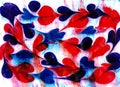 Abstract fluid art background. Red, blue, purple and white colors mix together. Beautiful creative print. Abstract art hand paint Royalty Free Stock Photo