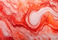 Abstract fluid art background red and coral colors. Liquid marble Royalty Free Stock Photo