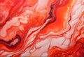 Abstract fluid art background red and coral colors. Liquid marble Royalty Free Stock Photo