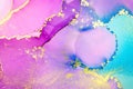 Abstract fluid art painting background in alcohol ink technique, mixture of magenta, purple and blue paints. Royalty Free Stock Photo