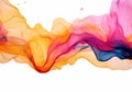 Abstract fluid art painting background in alcohol ink technique, mixture of pink, purple and yellow paints. Transparent overlayers Royalty Free Stock Photo