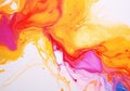 Abstract fluid art painting background in alcohol ink technique, mixture of pink, purple and yellow paints. Transparent overlayers Royalty Free Stock Photo