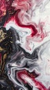 Abstract fluid art with swirls of red, white, and black Royalty Free Stock Photo