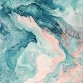 Abstract fluid art with turquoise and pink swirls exploring dynamic movements and color blending