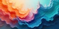 Abstract fluid art vibrant hues of ocean waves and sunset colors intertwined. Generative AI Royalty Free Stock Photo