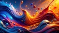 Abstract fluid art vibrant hues and spheres intertwined in a dynamic composition. Generative AI Royalty Free Stock Photo