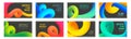 Abstract fluid curve. Gradient blend line, creative liquid colorful shapes and banner vector backgrounds set