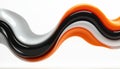 Abstract fluid curves with black white and orange colors flow dynamically. Smooth glossy waves create a modern graphic design Royalty Free Stock Photo