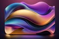 Abstract fluid 3d render holographic iridescent neon curved wave in motion dark background.