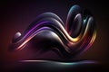 Abstract Fluid 3d Render Holographic Wave. Raisin Black Gradient Design for Banners, Backgrounds, Wallpapers. Generative Ai