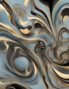 Abstract Fluid Forms in Blue and Gold