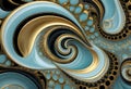 Abstract Fluid Forms in Blue and Gold