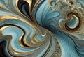 Abstract Fluid Forms in Blue and Gold