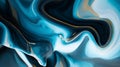 Abstract fluid ink waves forming intricate patterns in shades of blue, white, and gold. Background. Royalty Free Stock Photo