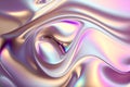 Abstract fluid iridescent holographic holo lilac silk curved wave in motion. Colorful background 3d render. Design element for