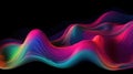 Abstract fluid iridescent holographic neon curved wave in motion colorful background 3d render. Gradient design element for Royalty Free Stock Photo