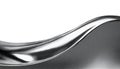 Abstract fluid metal bent form. Metallic shiny curved wave in motion. Cut out design element steel texture effect