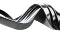 Abstract fluid metal bent form. Metallic shiny curved wave in motion. Cut out design element steel texture effect