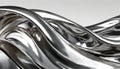 Abstract fluid metal bent form. Metallic shiny curved wave in motion. Design element steel texture effect