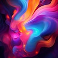 Abstract Fluid Neon Waves Background. Generative ai