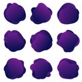 Abstract fluid purple shapes. Abstract round banners templates, organic liquid bubbles in trendy colors