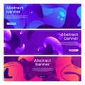 Abstract fluid shapes banner. Softly liquid shape flux, color splash gradient and colorful horizontal banners vector Royalty Free Stock Photo