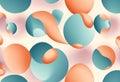 Abstract fluid shapes with smooth gradient transitions and soft shadows blending teal and peach Royalty Free Stock Photo