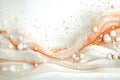 Abstract Fluid Waves with Soft Orange Tones and Bubbles in Dreamy Background Design Royalty Free Stock Photo